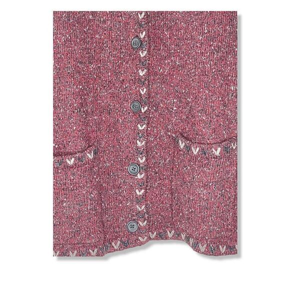 Woolrich Red Jacket Wool Tweed Knit Ruby and Gray LS Button Front Pockets Vintag - Picture 8 of 9